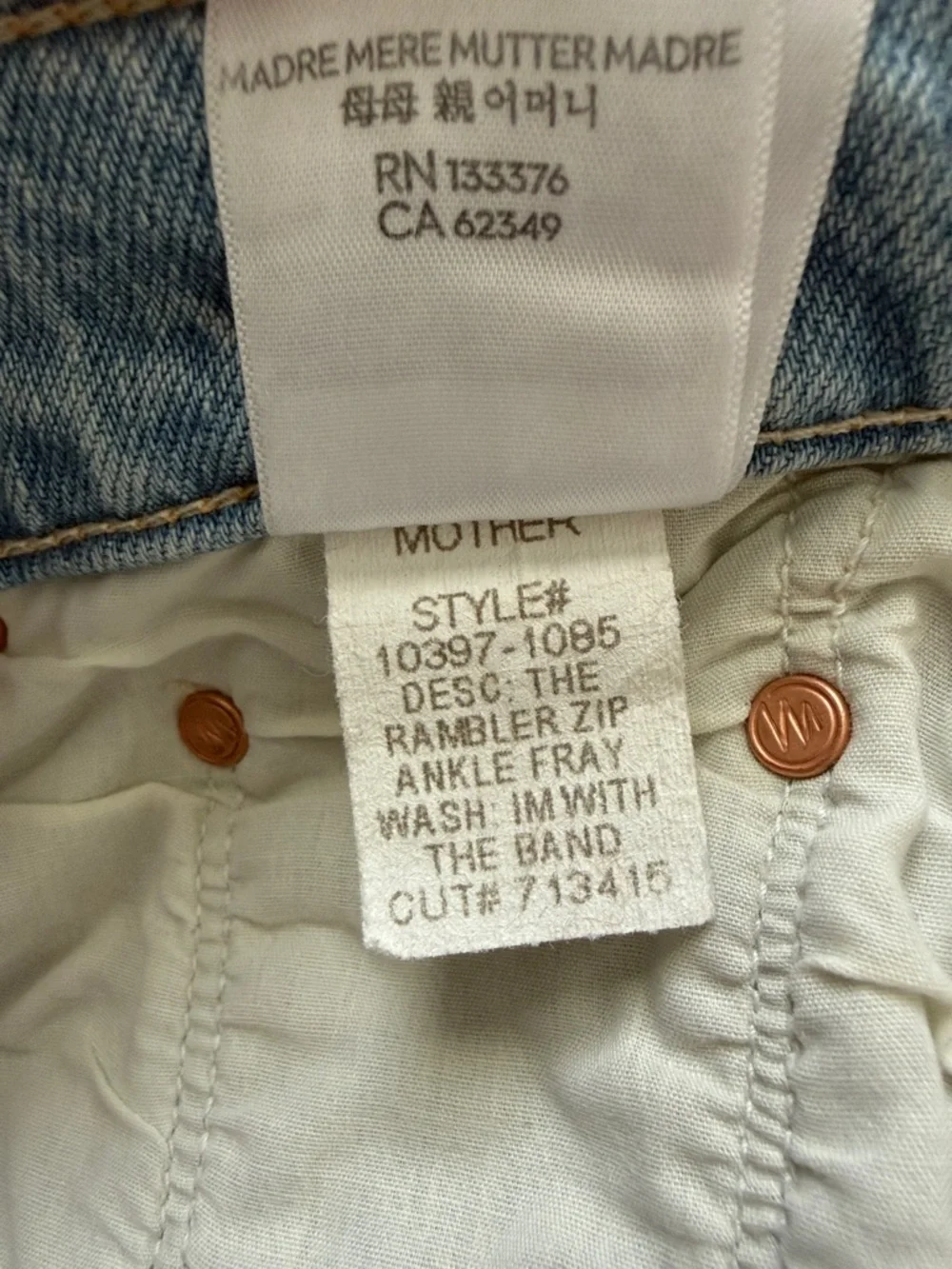 MOTHER "The Rambler Zip Ankle Fray" Blue Jeans Size 25 - Picture 13 of 16